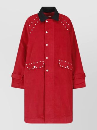 Gimaguas coat contrast collar flap pockets studs