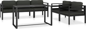 vidaXL Set Muebles De Jard&iacute;n 6 Pzas Y Cojines Aluminio Gris Antracita Vidaxl