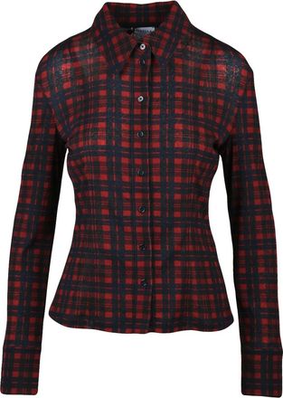 Marella Dynamic Two-Tone Plaid Stretch Shirt