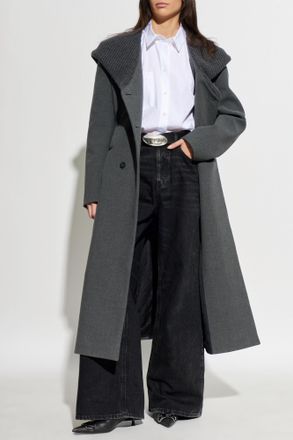 Diesel Double-breasted Coat G-OLDEN-LONG, Womens, Grey