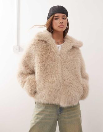 Noisy May Giacca in pelliccia sintetica beige-Neutro