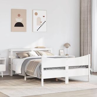 Berkfield Home Sleek Bed Frame with Headboard White 120x200 cm Solid Wood Pine | Size: Small Double