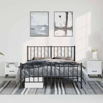 Berkfield Home Metal Bed Frame without Mattress with Footboard Black 193x203cm | Size: 193x203 cm