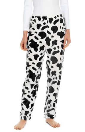 Leveret Womens Fleece Printed Holiday Pajama Pants in Cow Black at Nordstrom, Size X-Small