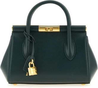 Dolce & Gabbana Handtas met handvat en slotdetail - Dames - Handtassen - Groen - ONE Size - Leer - Tassen