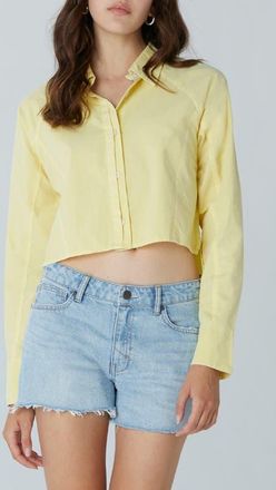 Unpublished Colette Cotton Cropped Button-Up Shirt in Citrine at Nordstrom, Size X-Large