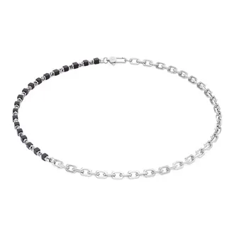 Coeur de Lion Necklace Cubes Fusion Link Chain Black in Silver at Nordstrom