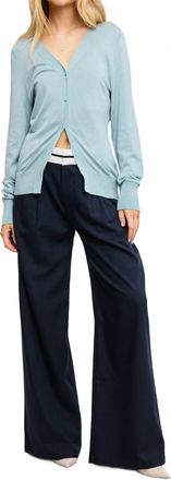 Mimosa Deep V Split Hem Knit Cardigan In Sea