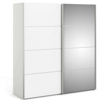 Dmora Dmora - Guardaroba 2 ante Astr&eacute;e, Mobile camera da letto, Cabina armadio portabiti, Armadio appendiabiti, 182x64 h202 cm, Bianco e Grigio