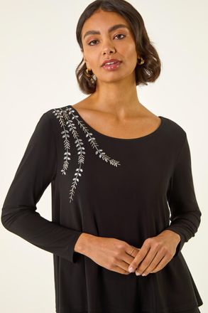 Roman Embellished Double Layer Tunic Top