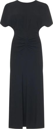 Victoria Beckham Midi-jurk met geplooide taille - Dames - Casual kleedjes - Zwart - M - Kleedjes