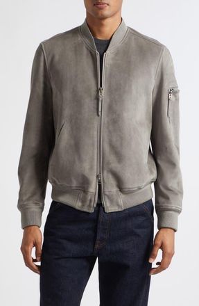 Tom Ford Suede Bomber Jacket in Tcr Titanium at Nordstrom, Size 52