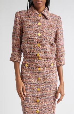 L'agence Jia Crop Tweed Jacket in Mauve/Tan Multi Tweed at Nordstrom Rack, Size 18 (Similar To 18W-20W)