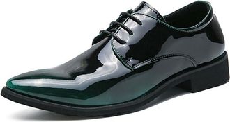 Generic Men Dress Shoes Leather Oxford Formal Shoes Pointed Toe Tuxedo Prom Wedding Uniform Wedding Shoes,Green,10 UK