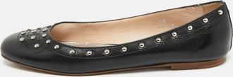 Tod's Tods Black Leather Studded Ballet Flats