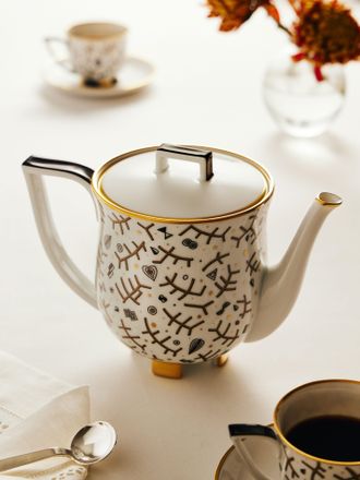 Augarten Wien Cabaret Hand-Painted Porcelain Coffee Pot