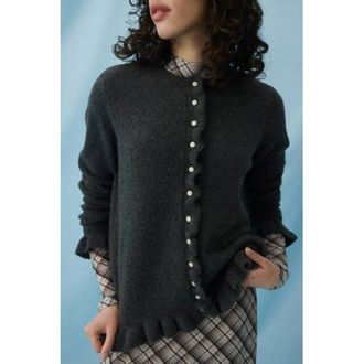 Vila gebreid vest met wol grijs