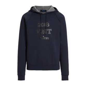 Kiton Hoodies, male, Blue, Size: XS Hooded Sweatshirt with Logo Detail