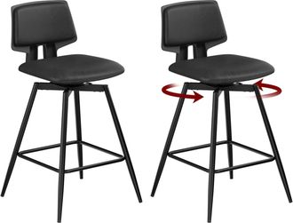 Woltu Woltu Juego De 2 Taburetes De Bar, Taburetes De Cocina, Sillas De Bar Con Respaldo Y Reposapi&eacute;s, Taburetes De Mostrador De Cocina De Piel Sint&eacute;tica Br
