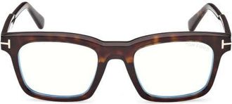 Tom Ford 51mm Square Optical Glasses in Shiny Classic Dark Havana at Nordstrom