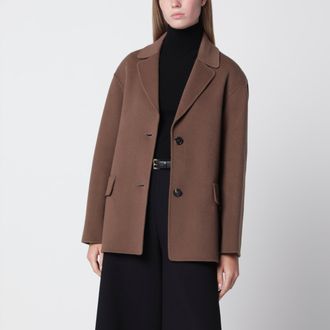 Max Mara Giacca monopetto in lana double marrone