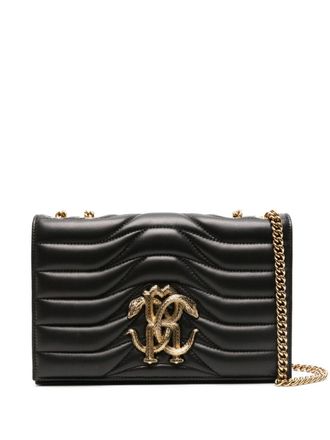 Roberto Cavalli Mirror Snake matelass&eacute; shoulder bag - women - Lamb Skin/Cotton - One Size - 05051 NERO
