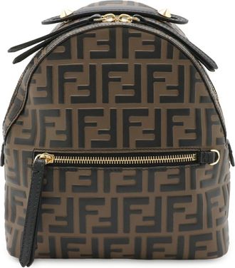 Fendi Black Brown Leather Backpack (Pre-Owned)