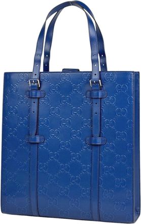 Gucci Blue Leather Tote Bag (Pre-Owned)