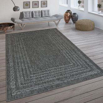 Paco Home Paco Home - Alfombra Interior Exterior Tejido Plano Motivo Escandinavo Efecto Sisal Gris 80x150 Cm