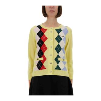 Ganni Cardigan Argyle a Maglia - - Knitwear - Donna - Multicolore - S