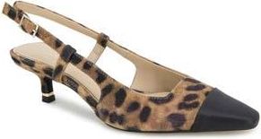 Kenneth Cole Martha Slingback Cap Toe Kitten Heel Pump in Leopard Suede at Nordstrom Rack, Size 6.5