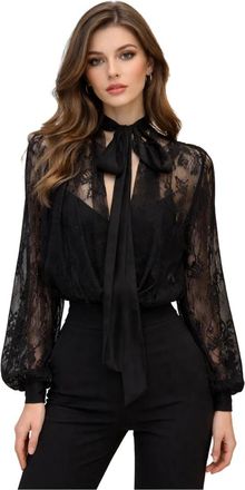Aniye By Lace Shirt Bodysuit - Dames - Blouses - Zwart - S - Leer - Overhemden