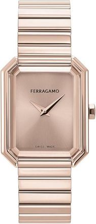 Ferragamo Crystal Tank Quartz Rose Gold Dial Ladies Watch SFS800524