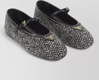 Prada wool chevron mary jane ballerina shoes