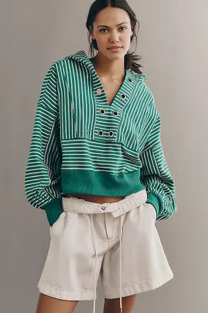 Pilcro Cotton Grommet Hooded Sweatshirt