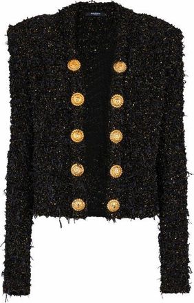 Balmain Edge-To-Edge Tweed Jacket in Black at Nordstrom, Size 36