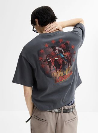 Djab Mens Western graphic cropped T-shirt Oversized fit