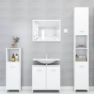 vidaXL Conjunto De Muebles De Ba&ntilde;o 4 Pzas Madera Contrachapada Blanco Vidaxl