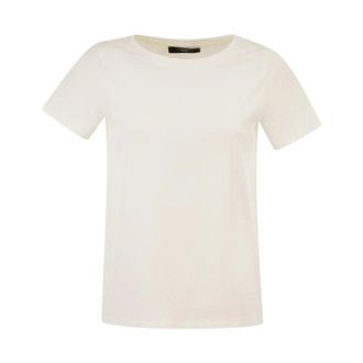 Max Mara Tops, Dames, Wit, L, Katoen, T-shirt van jersey met ronde hals
