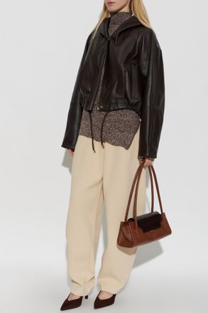 Sportmax Kabala Leather Jacket, Womens, Brown