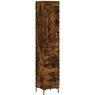 vidaXL Aparador De Madera Contrachapada Roble Ahumado 34,5x34x180 Cm Vidaxl