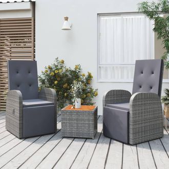 vidaXL Vidaxl Juego Muebles Jard&iacute;n 3 Pzas Madera Acacia Rat&aacute;n Sint&eacute;tico Gris