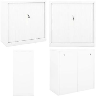 vidaXL Armadio con Ante Scorrevoli Bianco 90x40x90 cm in Acciaio - Armadio in acciaio - Armadio per casa