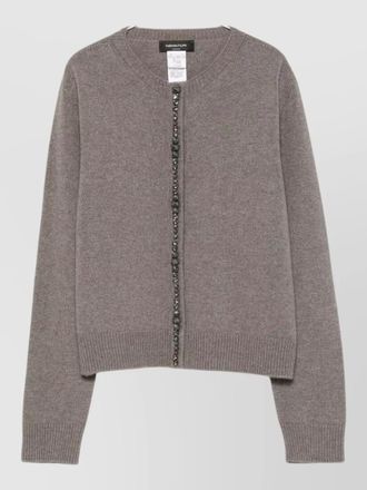 Fabiana Filippi wool silk cashmere bead embellished round neck long sleeve cardigan