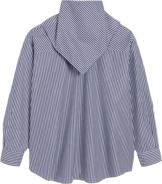 Ami Camicia a righe in cotone con colletto stile bandana - Blu