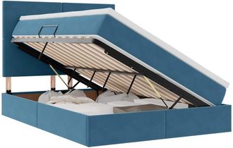 vidaXL Storage Bed with Mattress Dark Blue 140 x 200 cm Velvet vidaXL