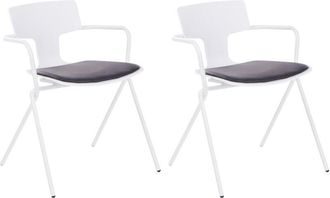 Beliani Beliani - Conjunto De 2 Sillas De Comedor Modernas Asiento De Pl&aacute;stico Coj&iacute;n Piel Sint&eacute;tica Negro Blanco Manson