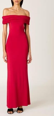 Nia Evangeline Off the Shoulder Open Back Maxi Dress in Crimson at Nordstrom Rack, Size X-Large