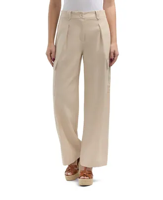 Ellen Tracy Womens Button Front Cargo Pocket Pant