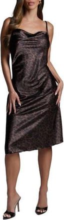Bebe Animal Print Satin Slipdress in Dark Cheetah at Nordstrom Rack, Size X-Small